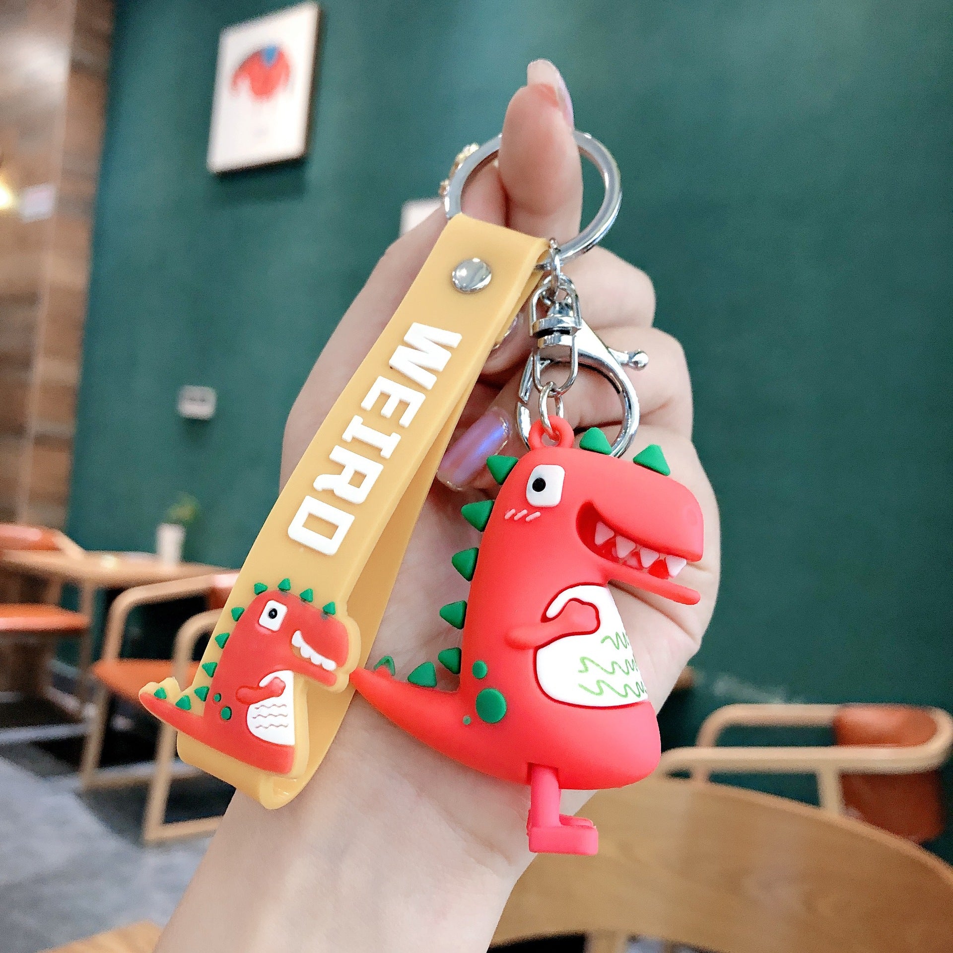 Wholesale PVC Cartoon Dinosaur Cute Wide Hand Strap Keychain